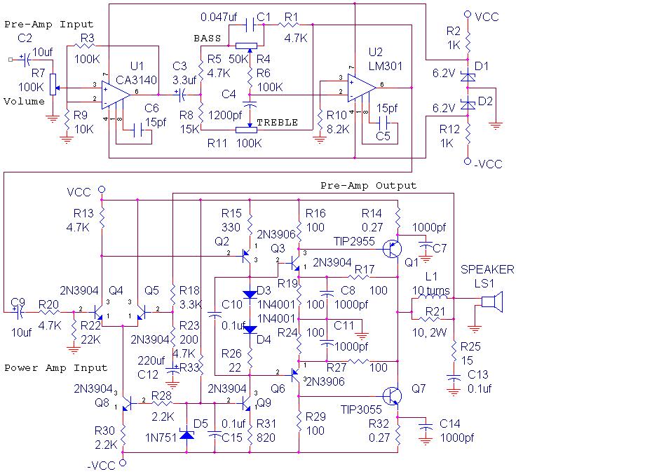 Circuit Diagram Stk 461 - Modern Op Ampswith The Same Pin Out As The Op Amps Shown In The Schematic Can Be Used In The Pre Amp Portion - Circuit Diagram Stk 461